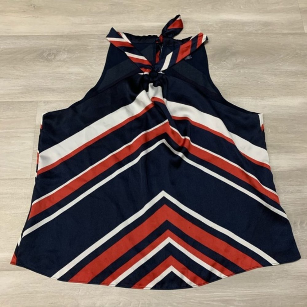 Chaps Red White Blue Halter Top Blouse XLP